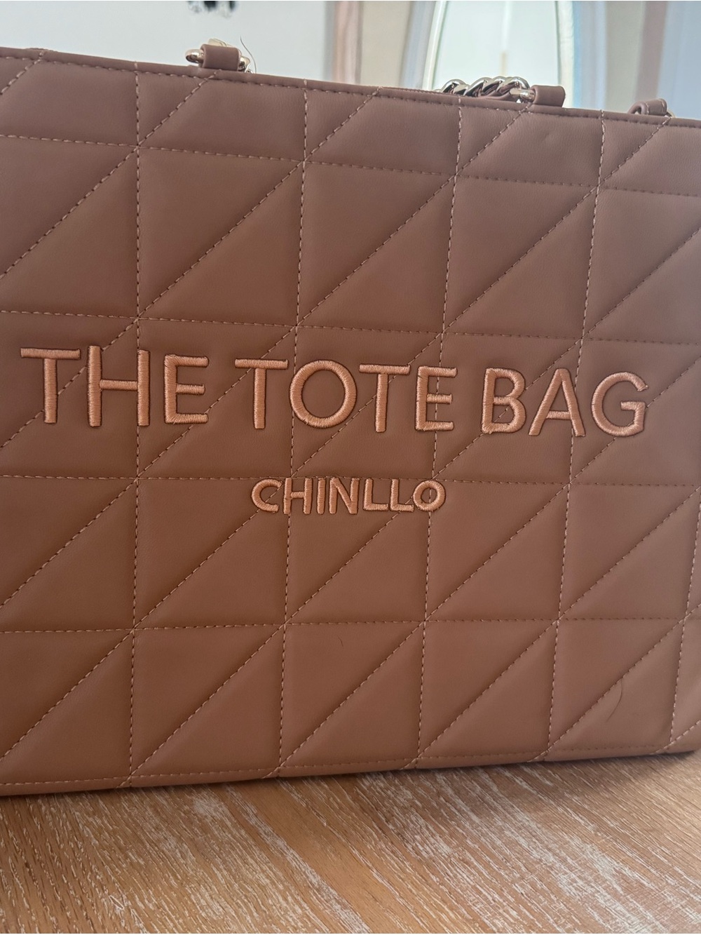 Men's Quilted Tote Bag in Brown